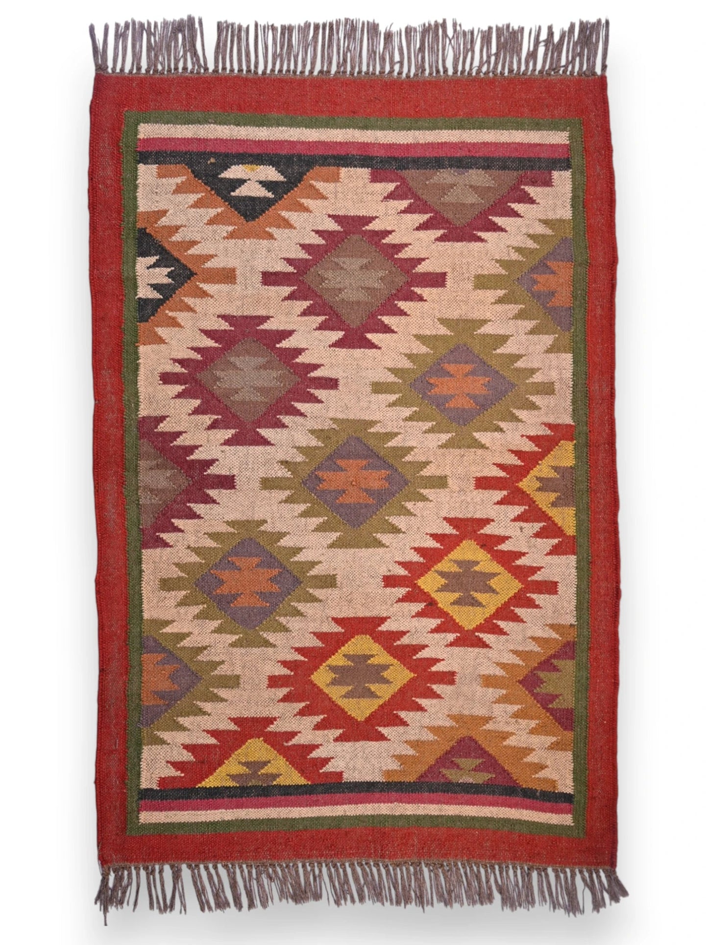alfombras kililm pasillo 90x150 multicolor necha a mano en fibras naturales