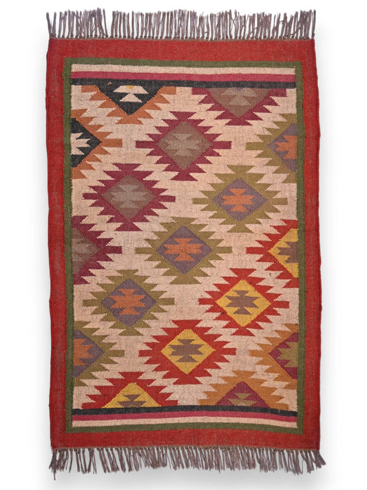 alfombras kililm pasillo 90x150 multicolor necha a mano en fibras naturales