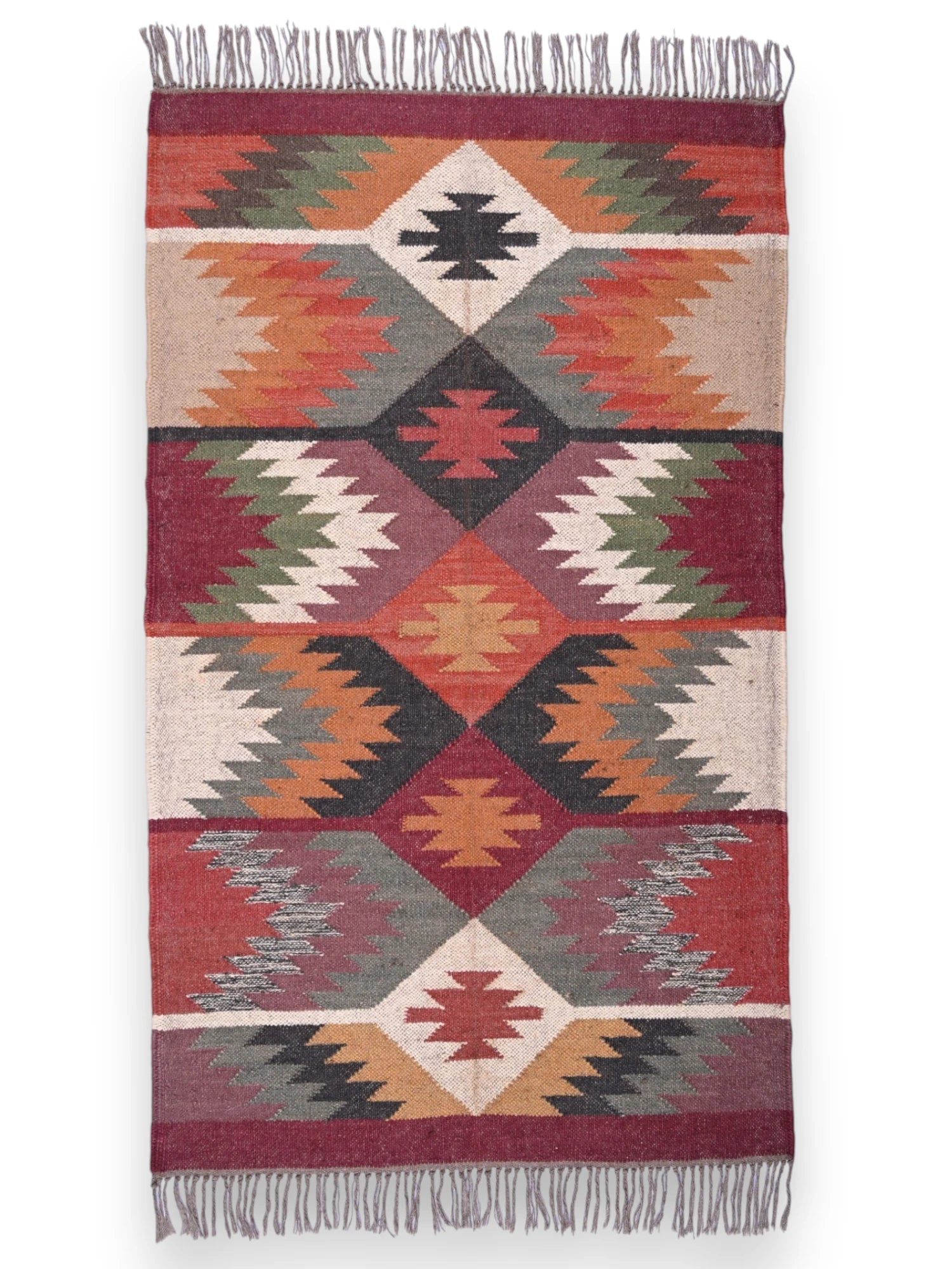 alfombras kililm pasillo 90x50 multicolor necha a mano en fibras naturales