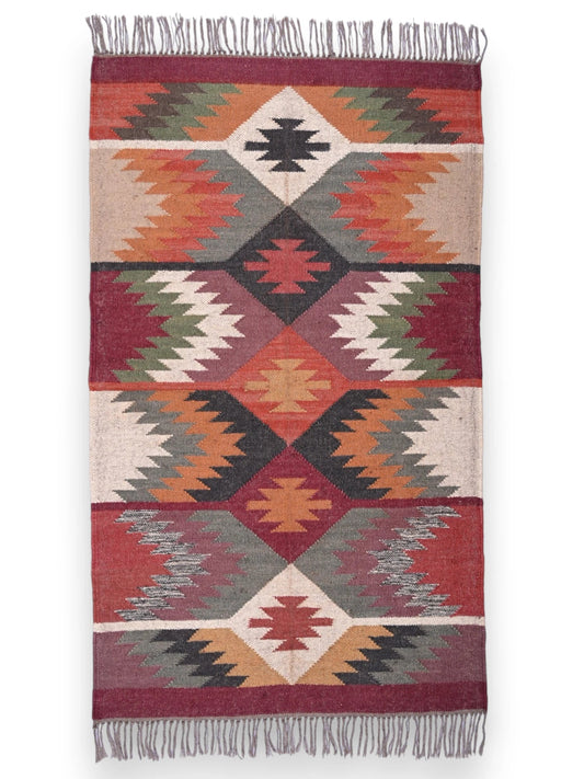 alfombras kililm pasillo 90x50 multicolor necha a mano en fibras naturales