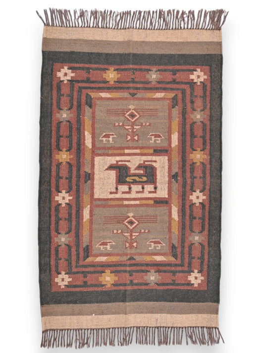 alfombras kililm pasillo 90x150 multicolor necha a mano en fibras naturales