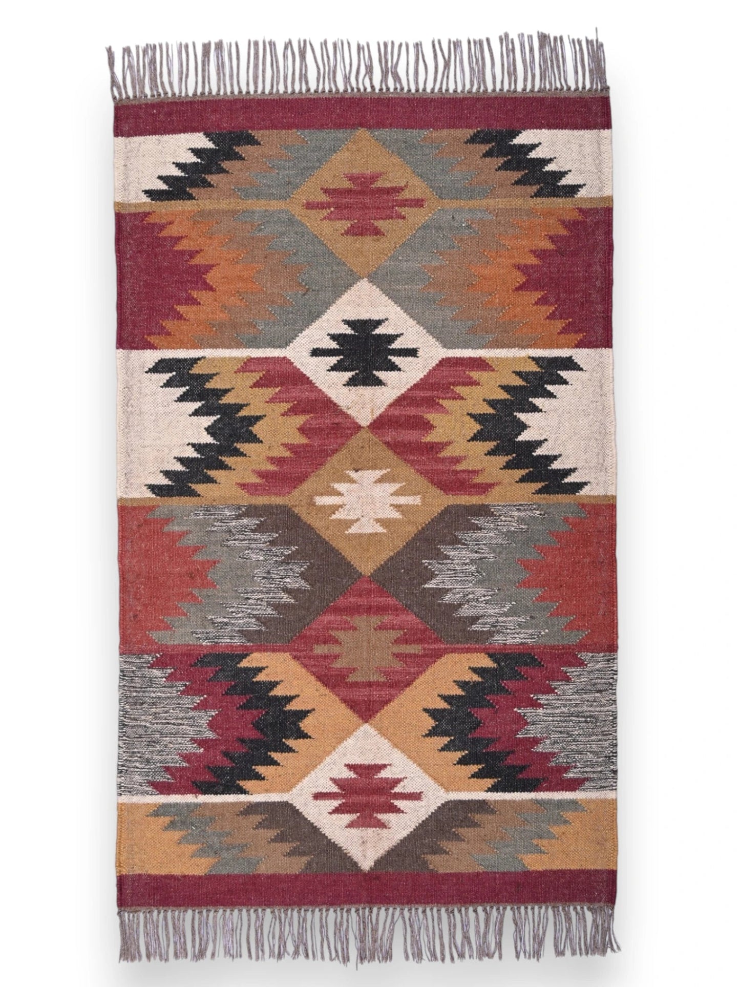 alfombras kililm pasillo 90x50 multicolor necha a mano en fibras naturales