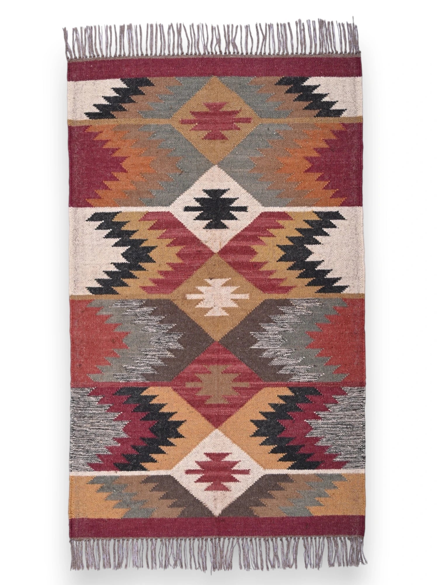 alfombras kililm pasillo 90x50 multicolor necha a mano en fibras naturales
