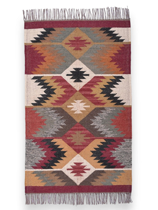 alfombras kililm pasillo 90x50 multicolor necha a mano en fibras naturales