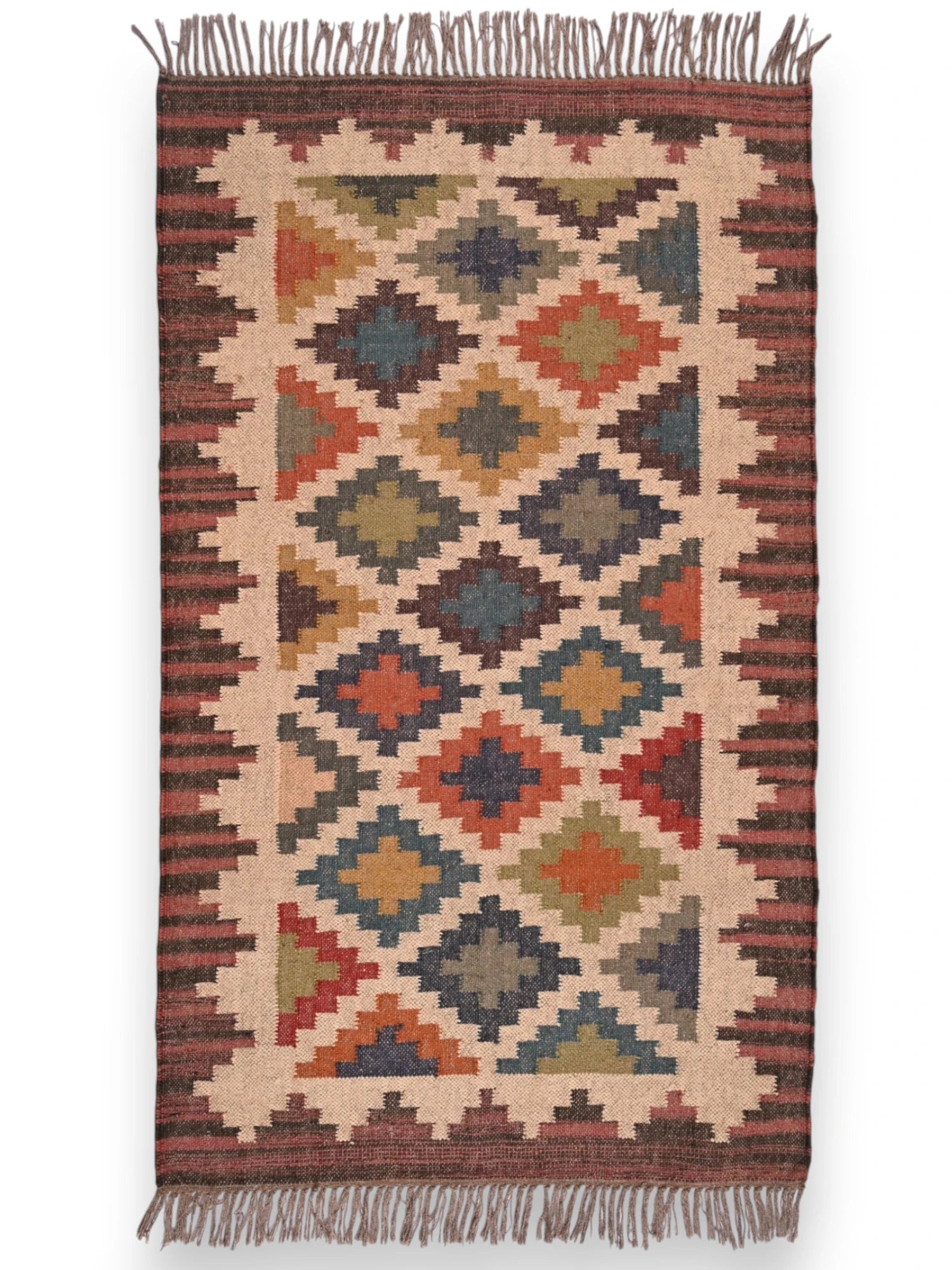 alfombras kililm pasillo 90x150 multicolor necha a mano en fibras naturales