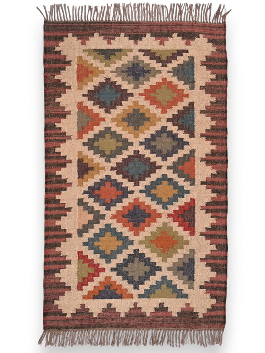 alfombras kililm pasillo 90x150 multicolor necha a mano en fibras naturales