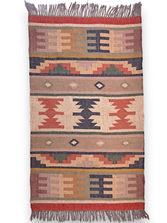 alfombras kililm pasillo 90x150 multicolor necha a mano en fibras naturales