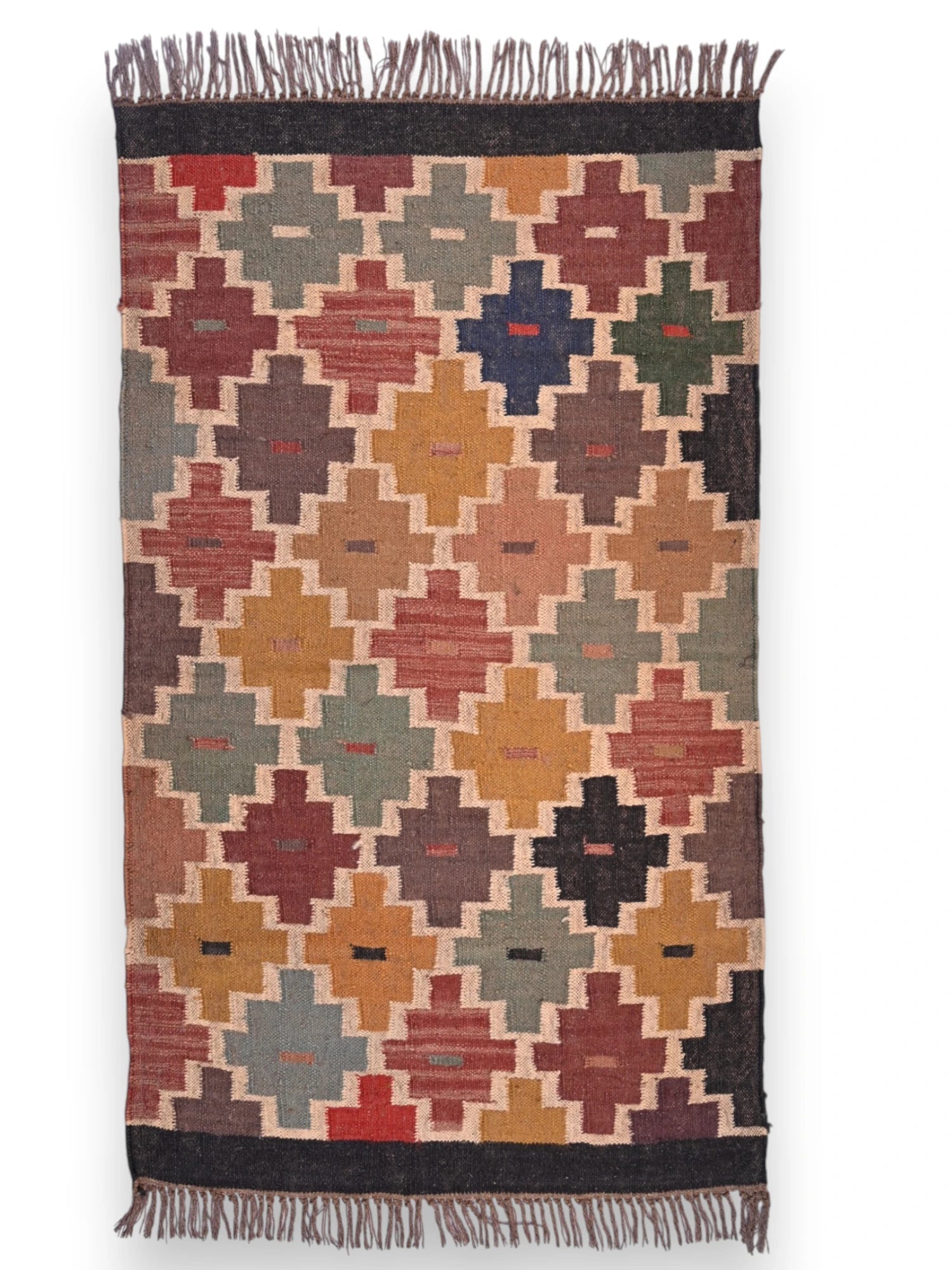 alfombras kililm pasillo 90x150 multicolor necha a mano en fibras naturales