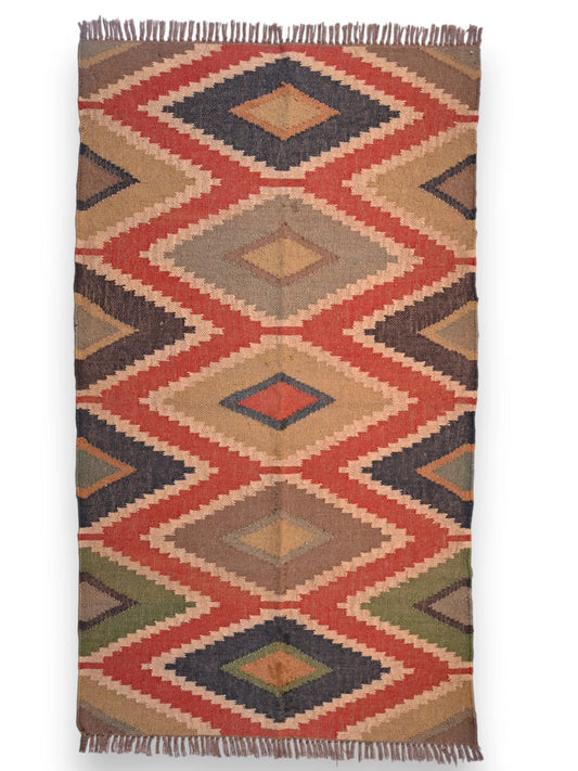 alfombras kililm pasillo 90x150 multicolor necha a mano en fibras naturales