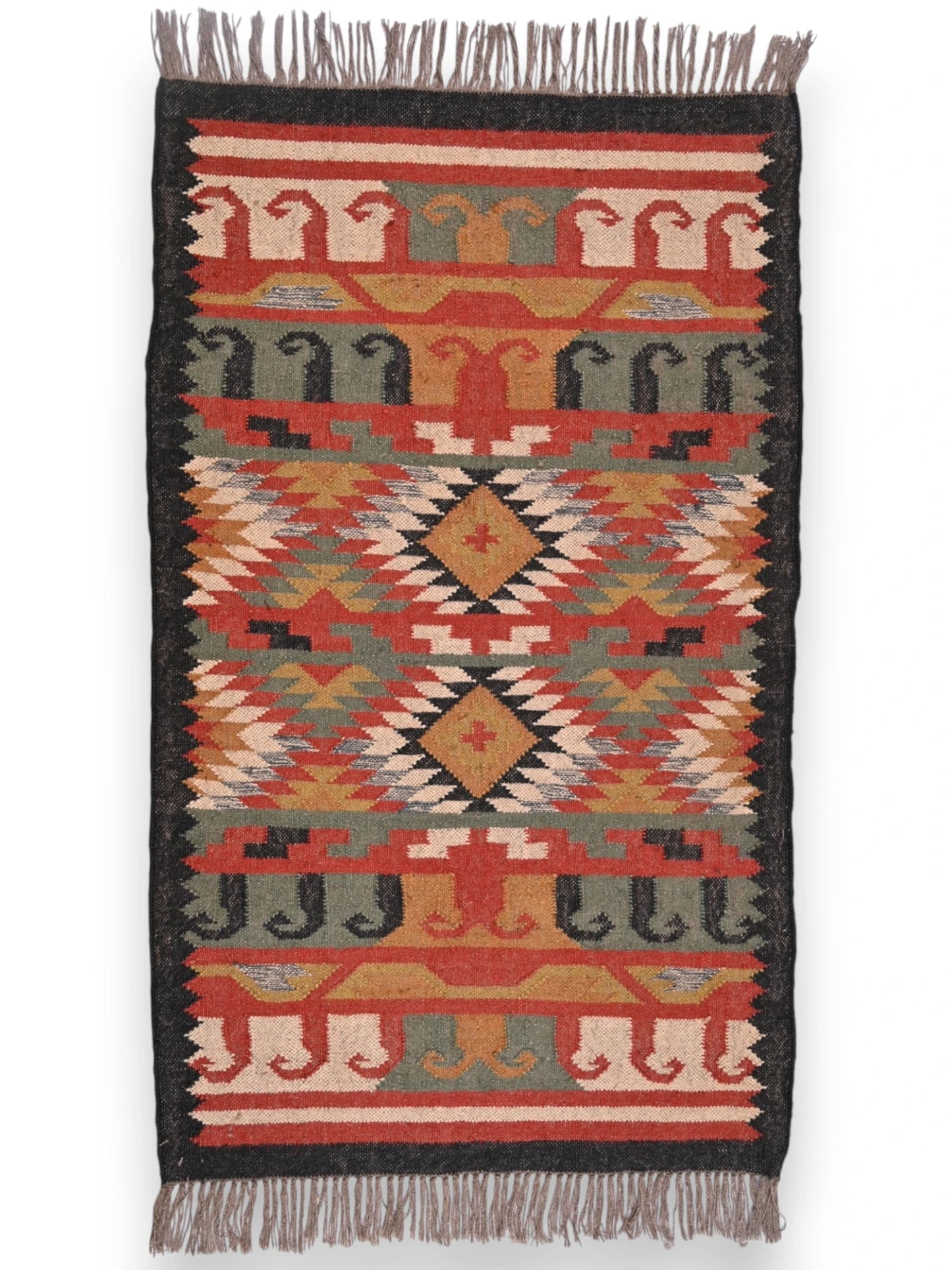 alfombras kililm pasillo 90x150 multicolor necha a mano en fibras naturales