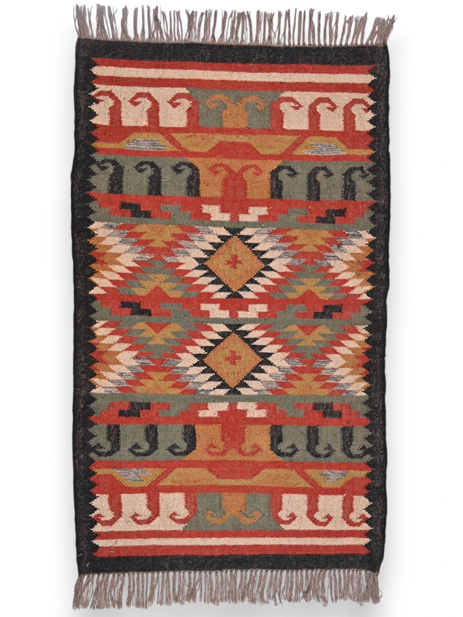 alfombras kililm pasillo 90x150 multicolor necha a mano en fibras naturales