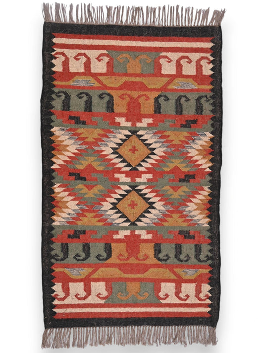 alfombras kililm pasillo 90x150 multicolor necha a mano en fibras naturales