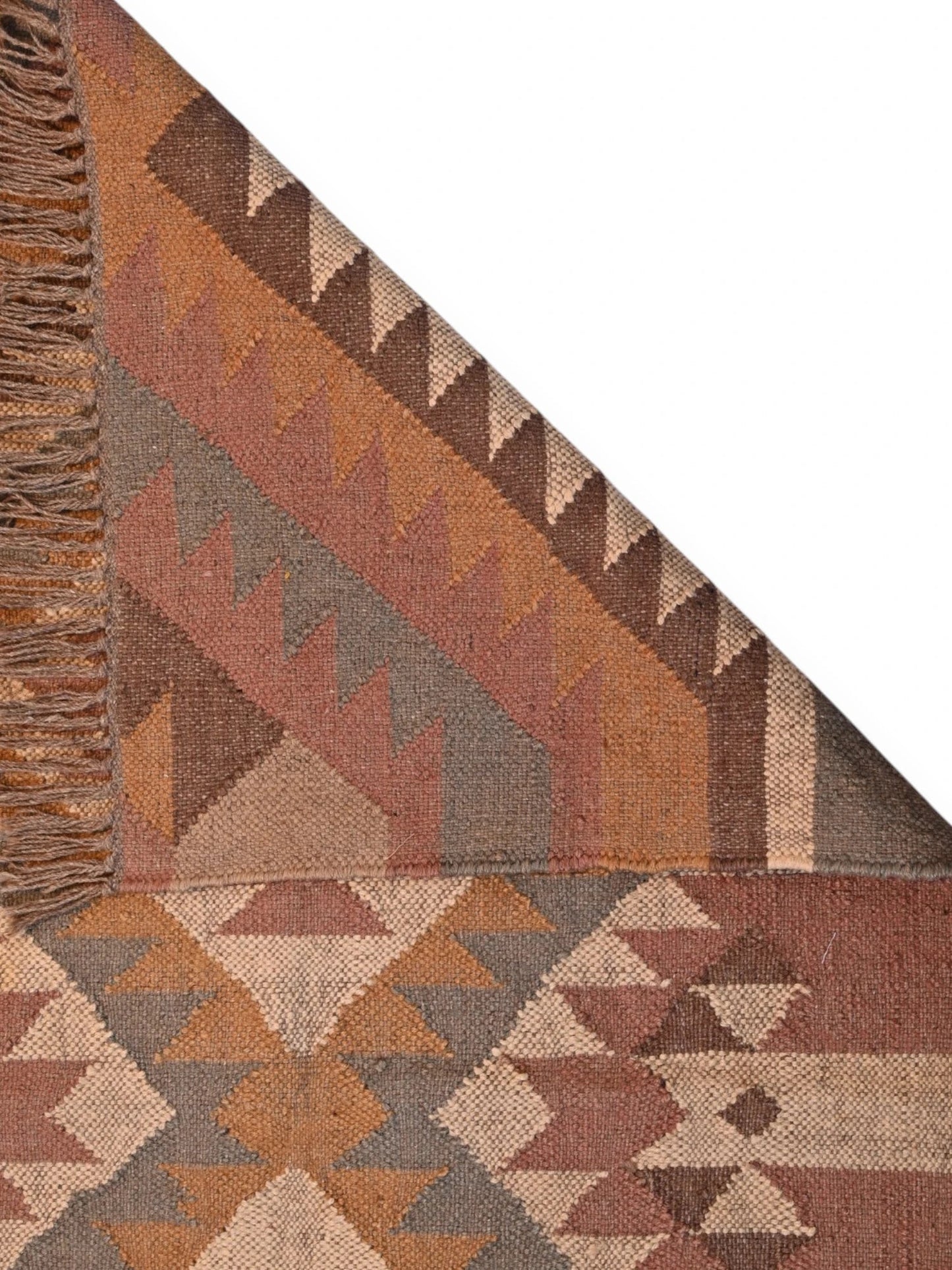 Detalle de alfombras kililm pasillo 90x150 multicolor necha a mano en fibras naturales