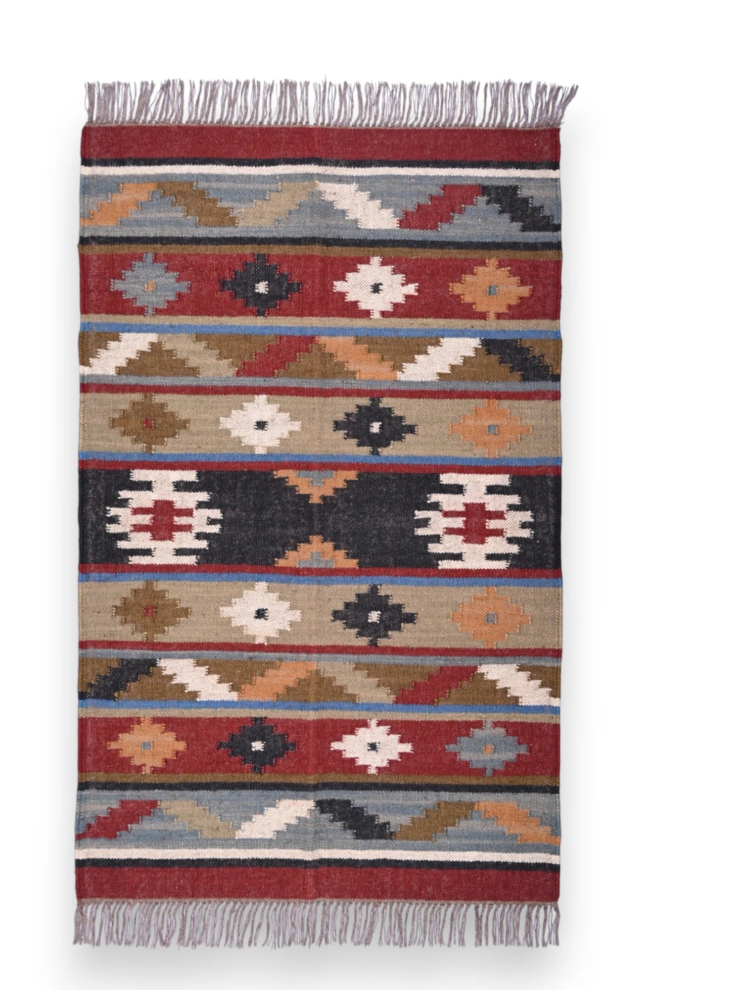 alfombras kililm pasillo 90x50 multicolor necha a mano en fibras naturales