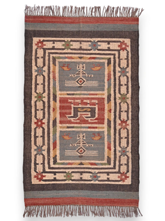 alfombras kililm pasillo 90x150 multicolor necha a mano en fibras naturales
