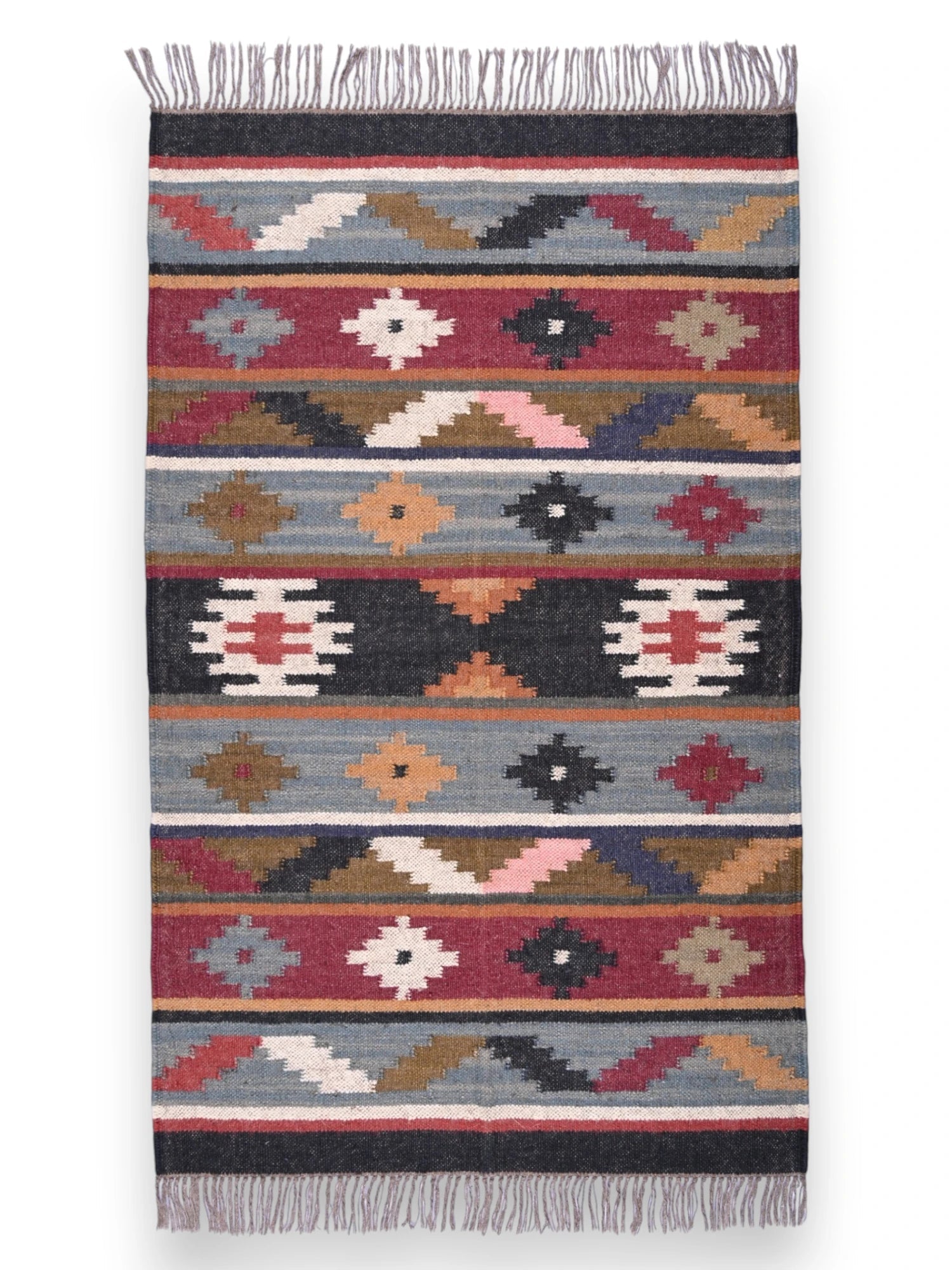 alfombras kililm pasillo 90x50 multicolor necha a mano en fibras naturales
