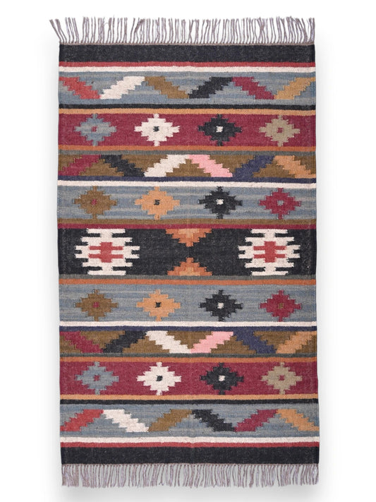 alfombras kililm pasillo 90x50 multicolor necha a mano en fibras naturales
