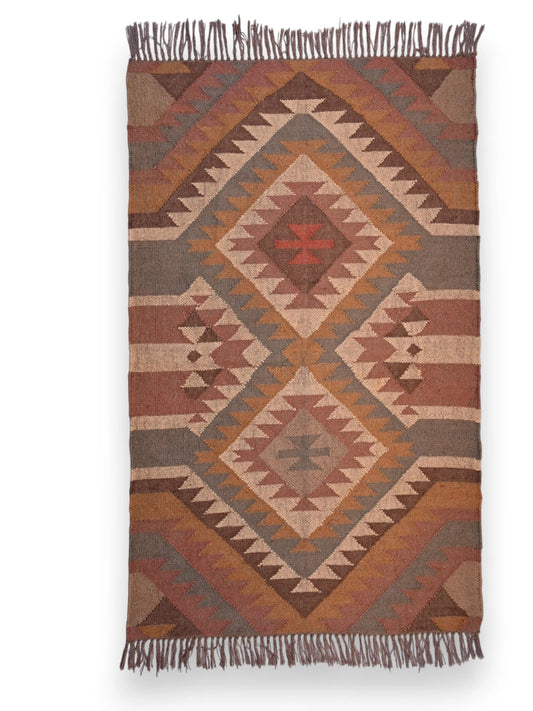 alfombras kililm pasillo 90x150 multicolor necha a mano en fibras naturales