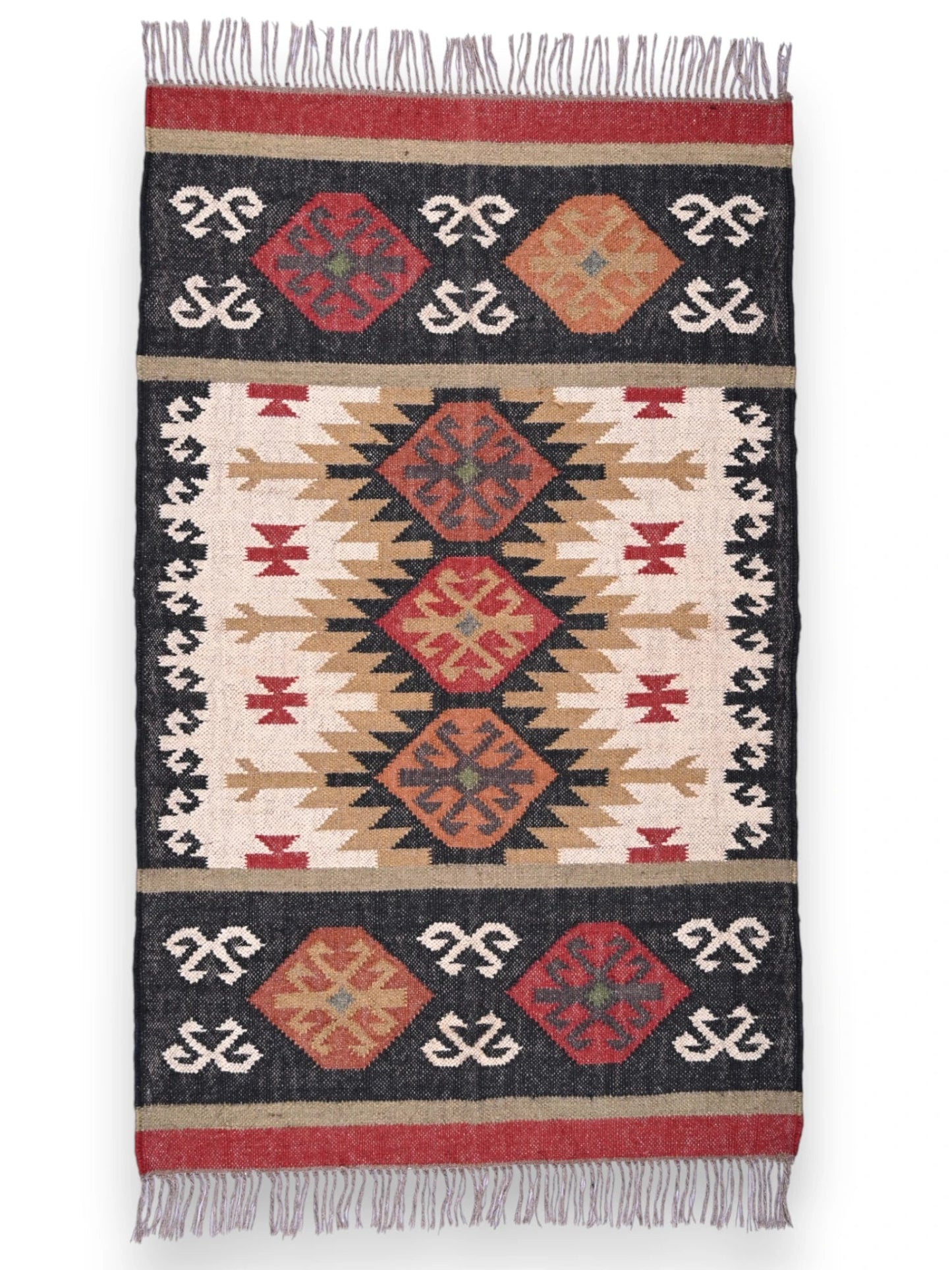 alfombras kililm pasillo 90x50 multicolor necha a mano en fibras naturales