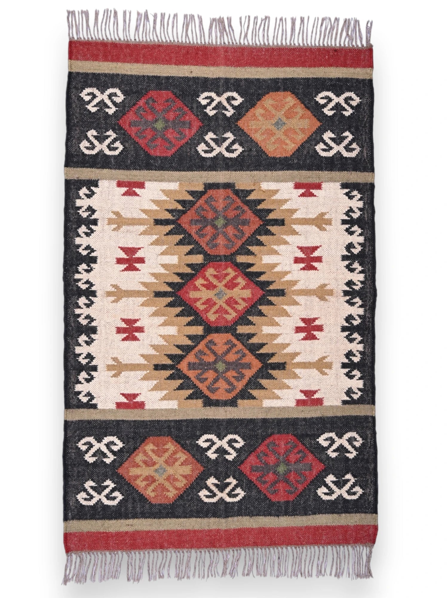 alfombras kililm pasillo 90x50 multicolor necha a mano en fibras naturales
