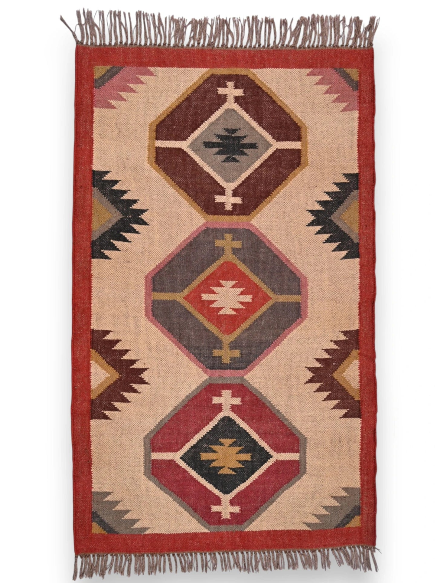 alfombras kililm pasillo 90x150 multicolor necha a mano en fibras naturales
