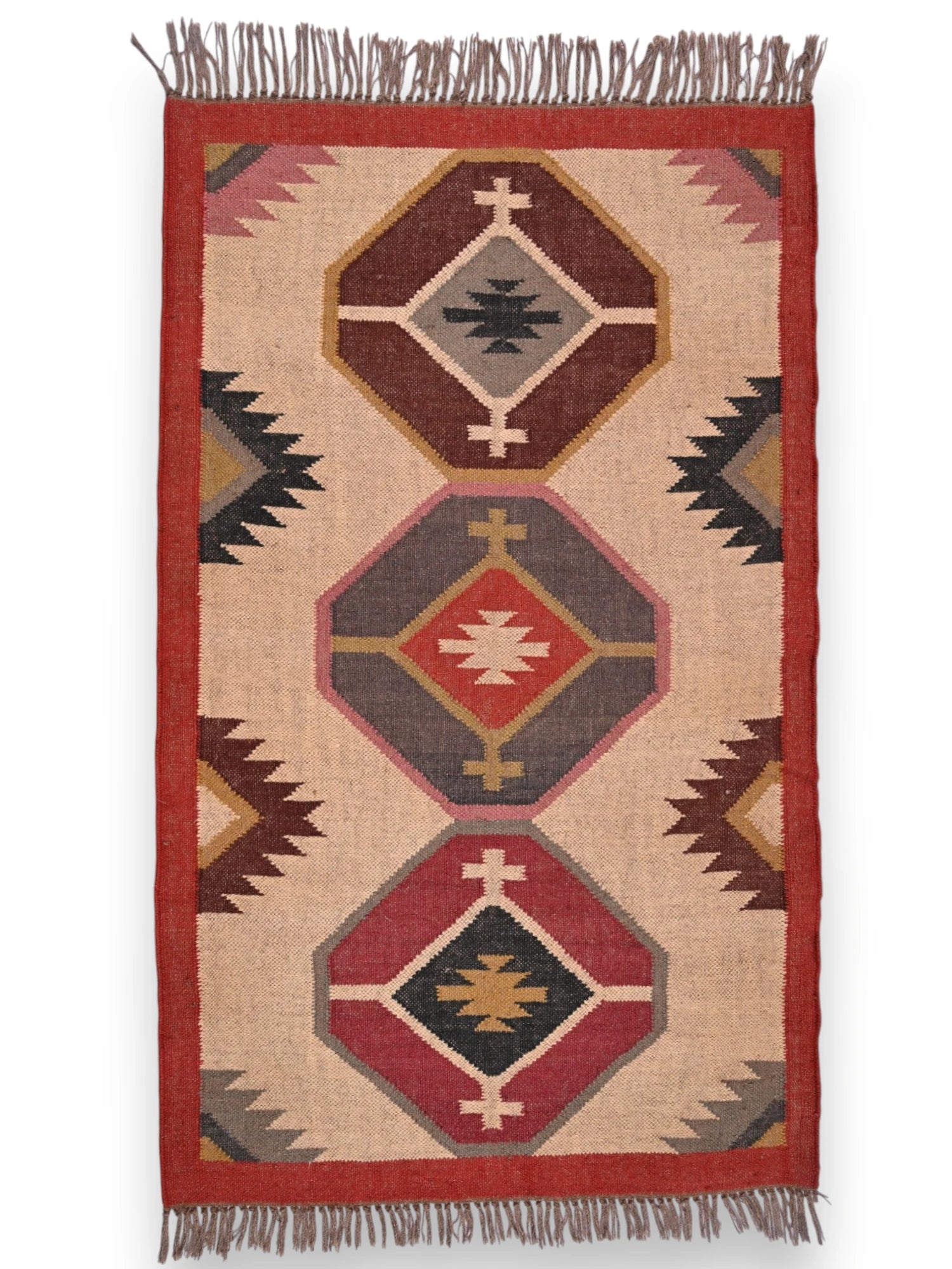alfombras kililm pasillo 90x150 multicolor necha a mano en fibras naturales