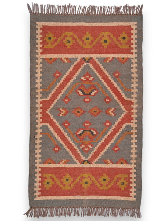 alfombras kililm pasillo 90x150 multicolor necha a mano en fibras naturales