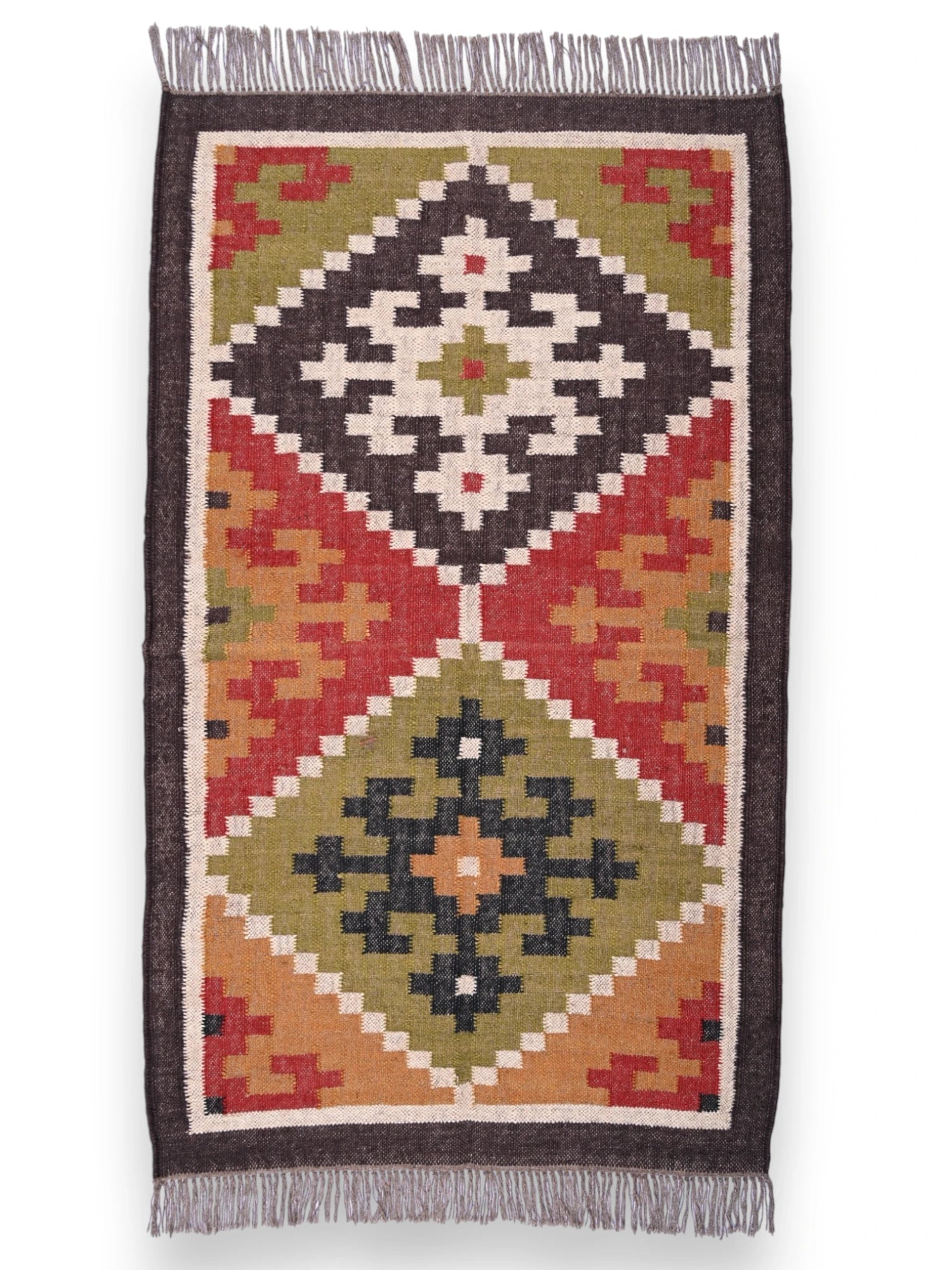 alfombras kililm pasillo 90x50 multicolor necha a mano en fibras naturales

