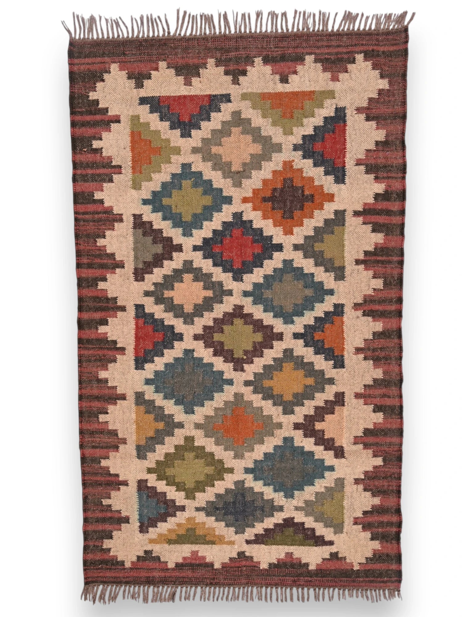 alfombras kililm pasillo 90x150 multicolor necha a mano en fibras naturales
