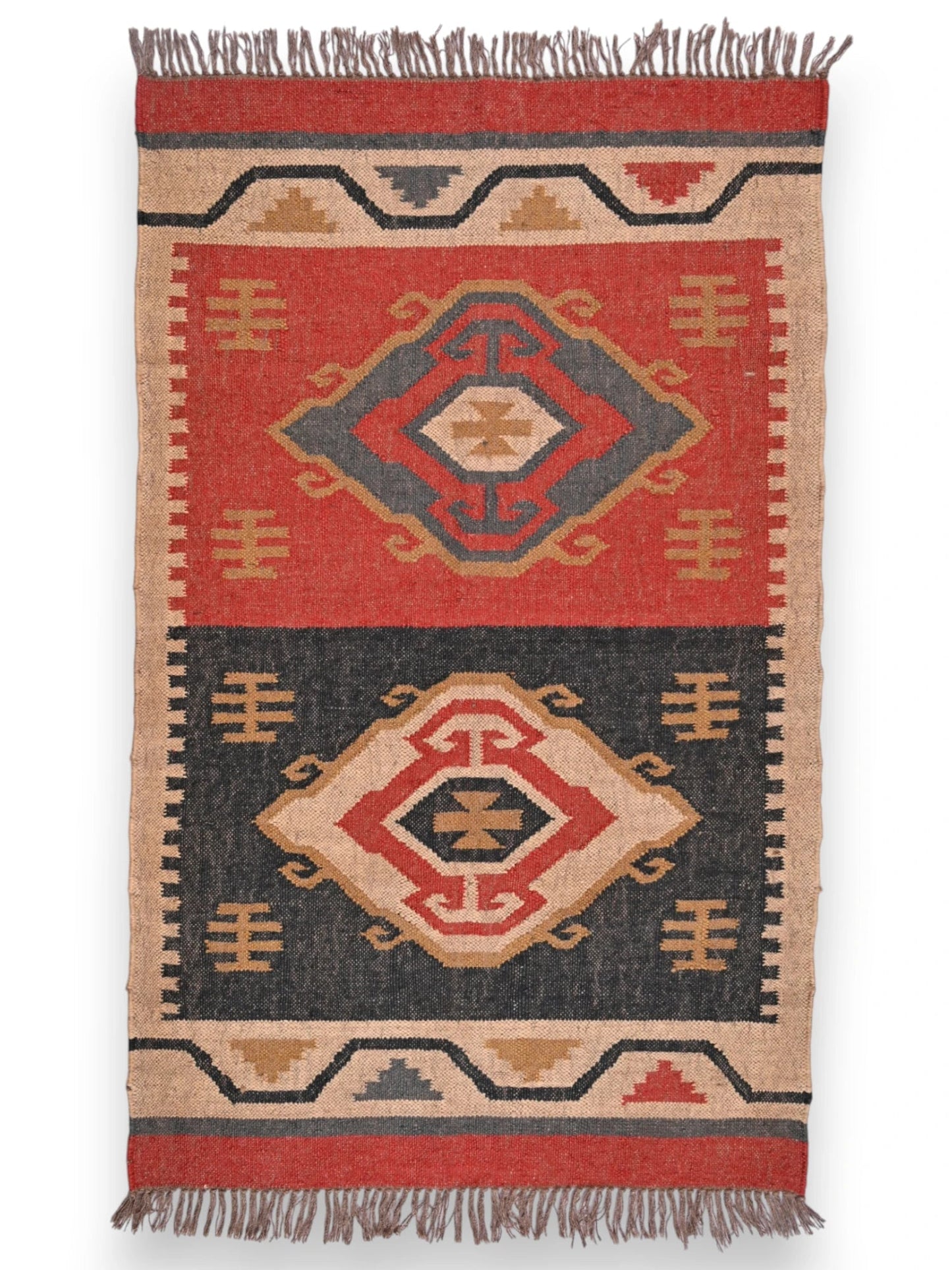 alfombras kililm pasillo 90x150 multicolor necha a mano en fibras naturales