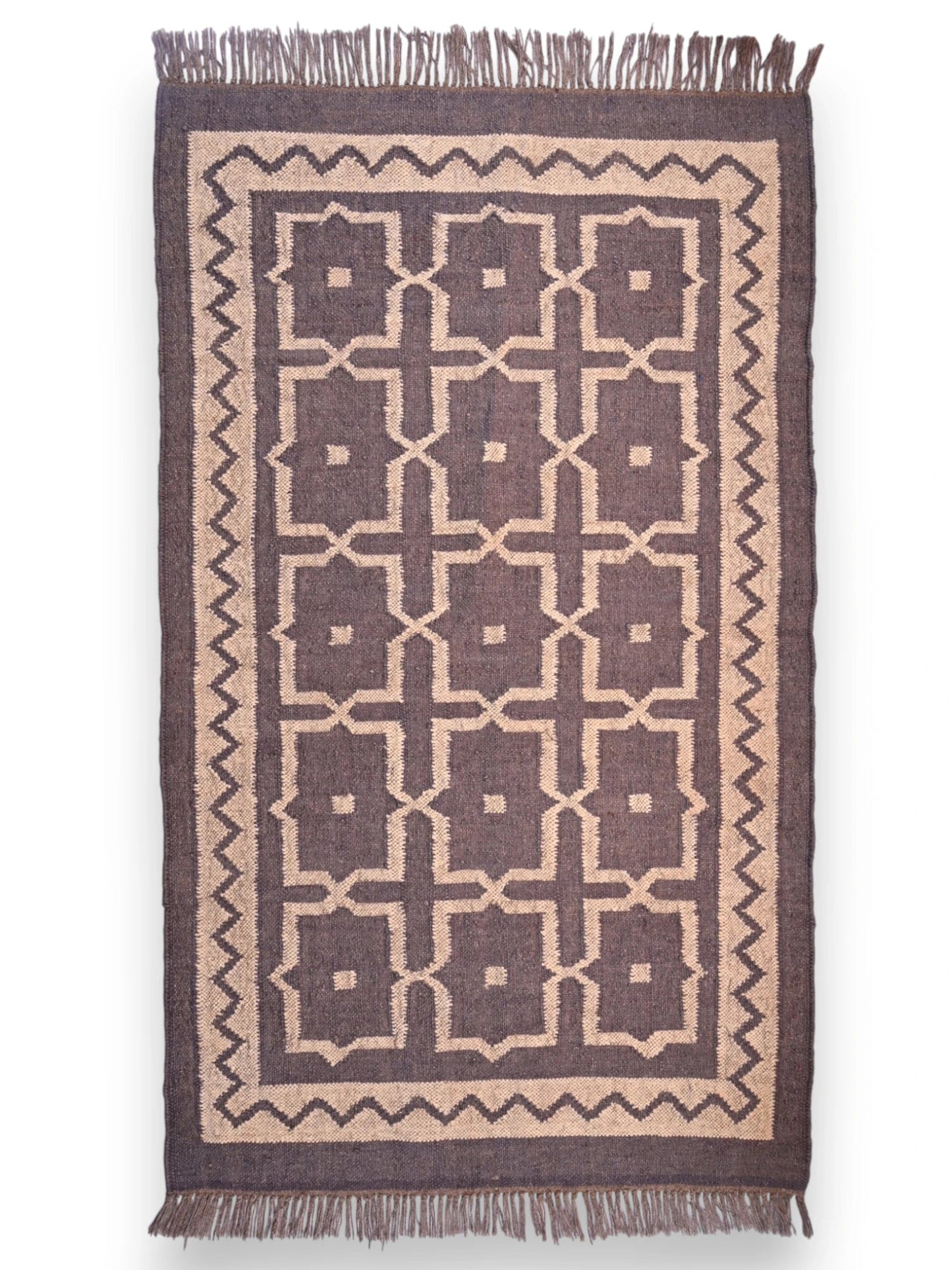 alfombras kililm pasillo 90x150 marrón necha a mano en fibras naturales