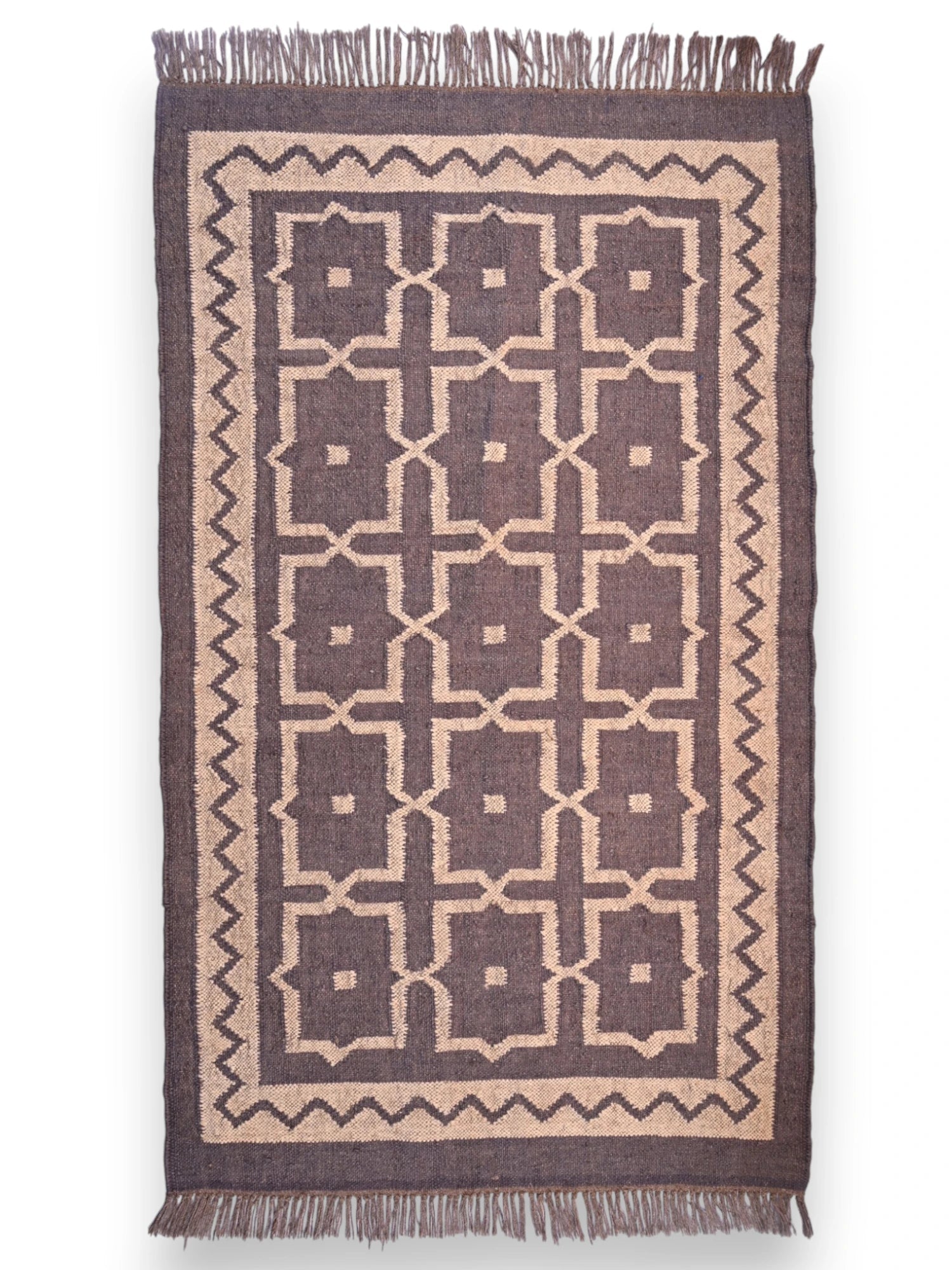 alfombras kililm pasillo 90x150 marrón necha a mano en fibras naturales