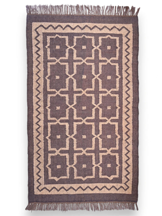 alfombras kililm pasillo 90x150 marrón necha a mano en fibras naturales