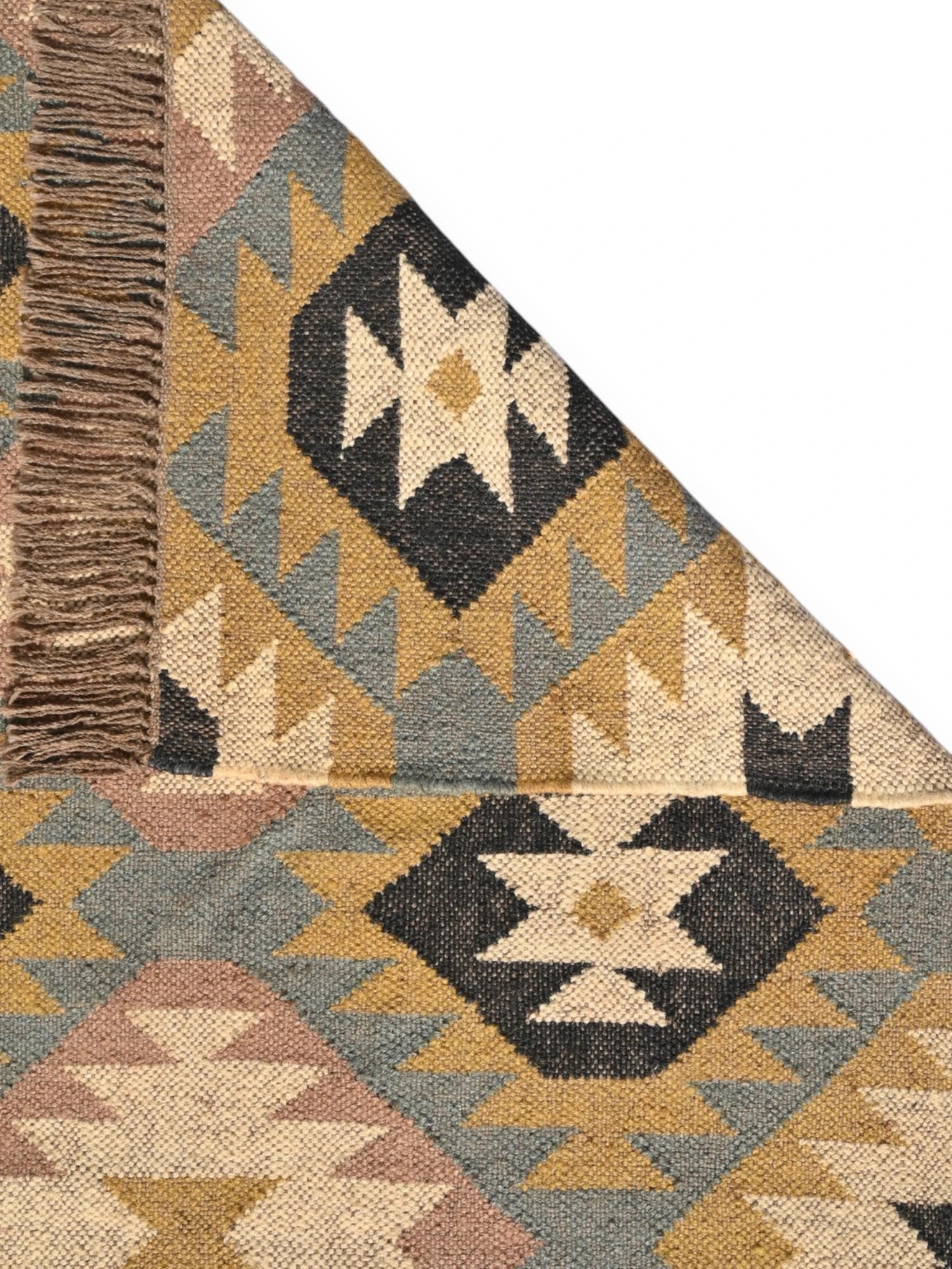 Detalle de alfombras kililm pasillo 
90 x150 multicolor necha a mano en fibras naturales