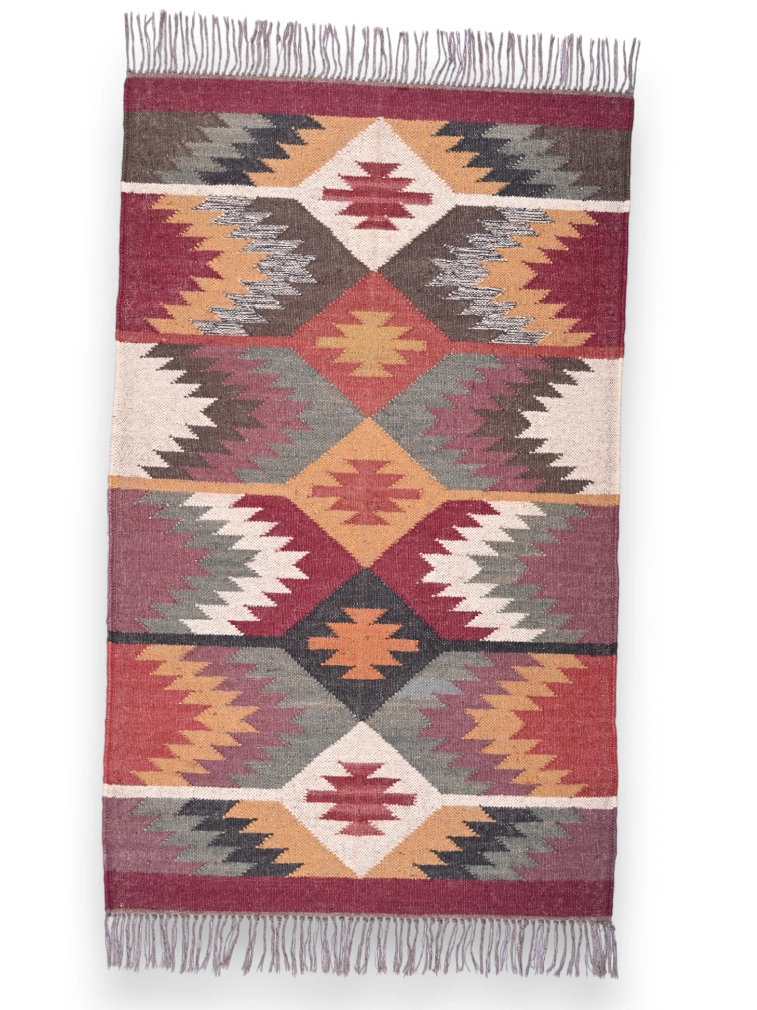 alfombras kililm pasillo 90x50 multicolor necha a mano en fibras naturales
