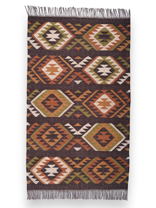 alfombras kililm pasillo 90x50 multicolor necha a mano en fibras naturales

