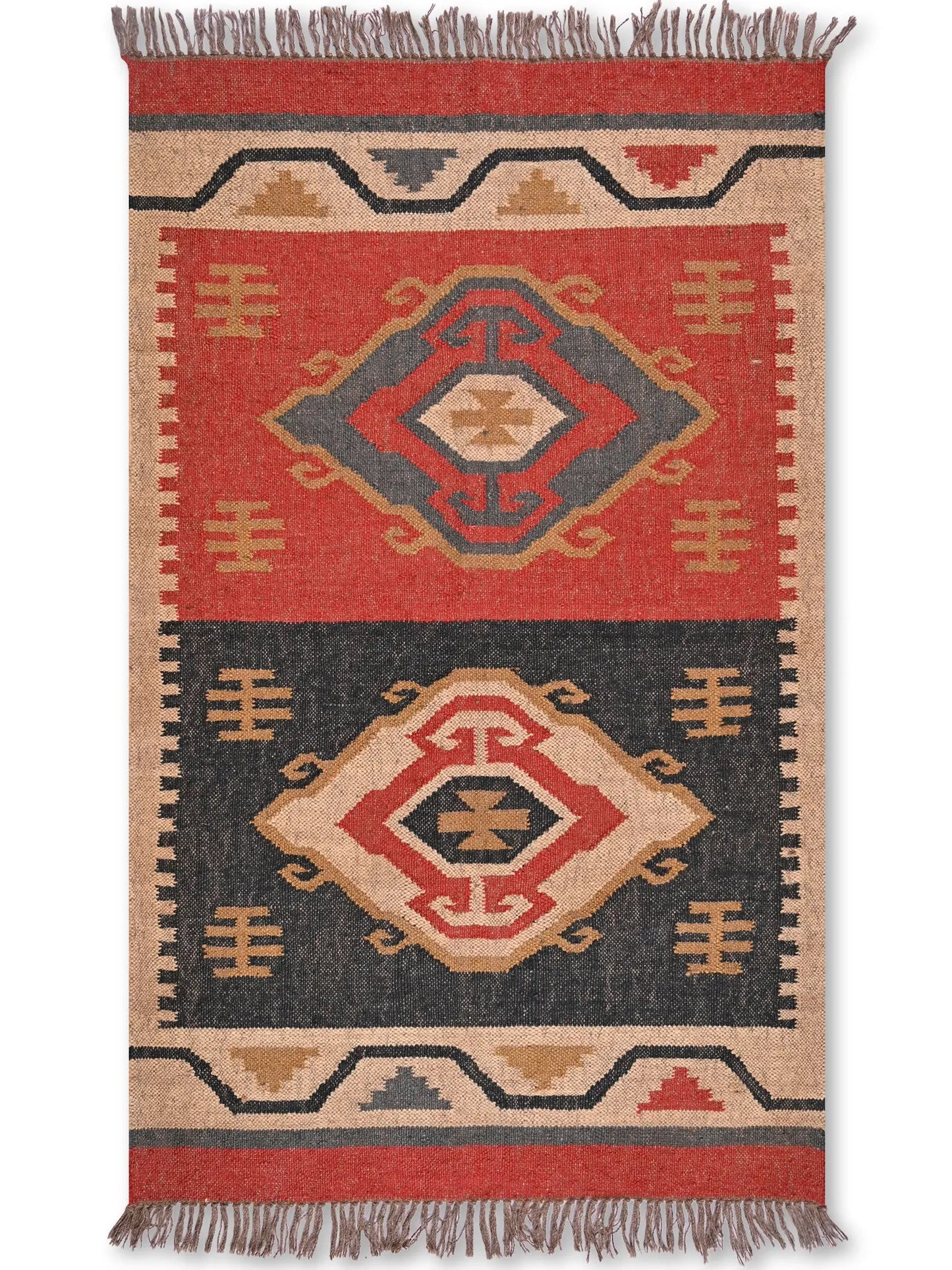 alfombras kililm pasillo 90x150 multicolor necha a mano en fibras naturales