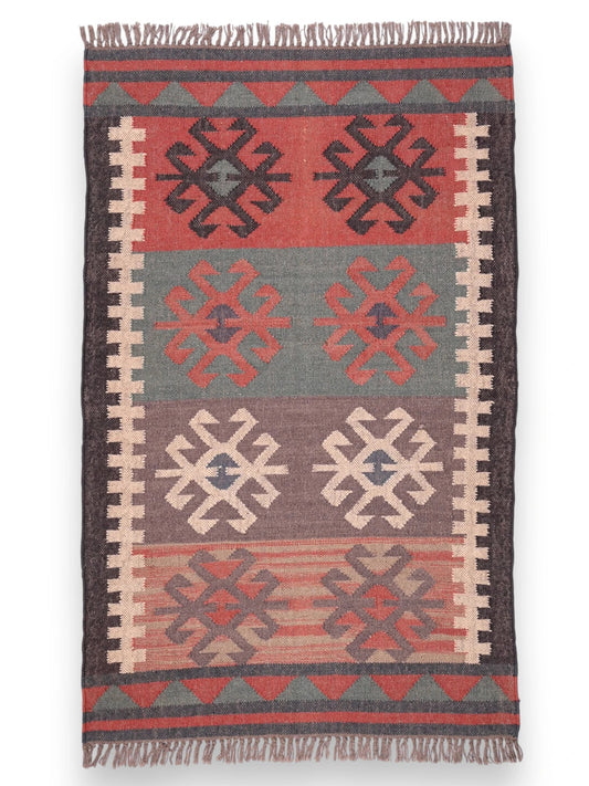 alfombras kilim pasillo 90x150 multicolor hecha a mano en fibras naturales
