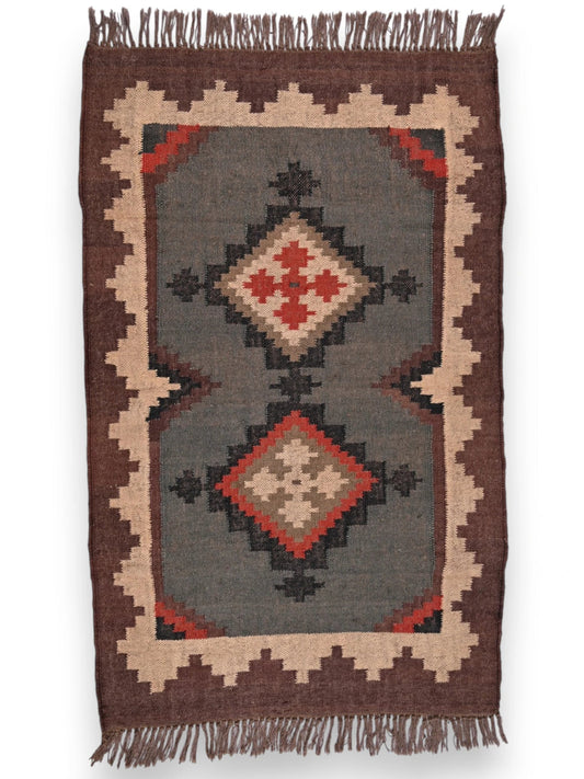 alfombras kililm pasillo 90x150 multicolor necha a mano en fibras naturales
