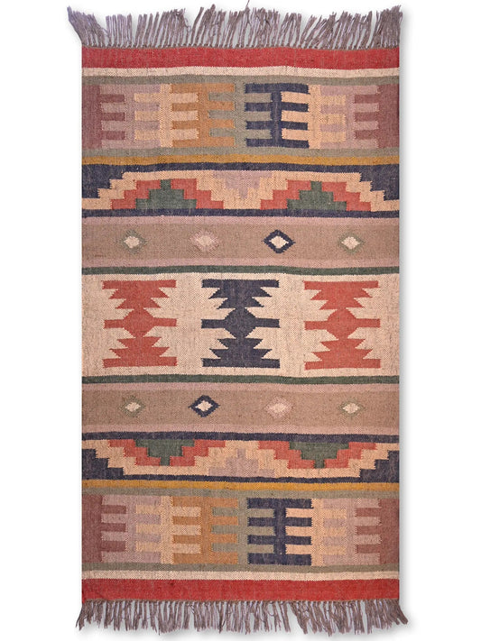 alfombras kililm pasillo 90x150 multicolor necha a mano en fibras naturales