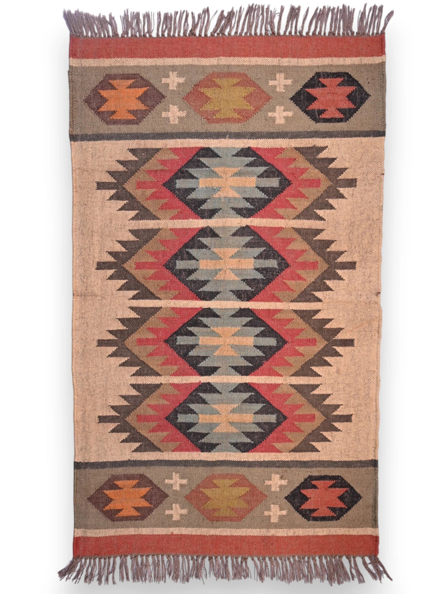 alfombras kililm pasillo 90x150 multicolor necha a mano en fibras naturales