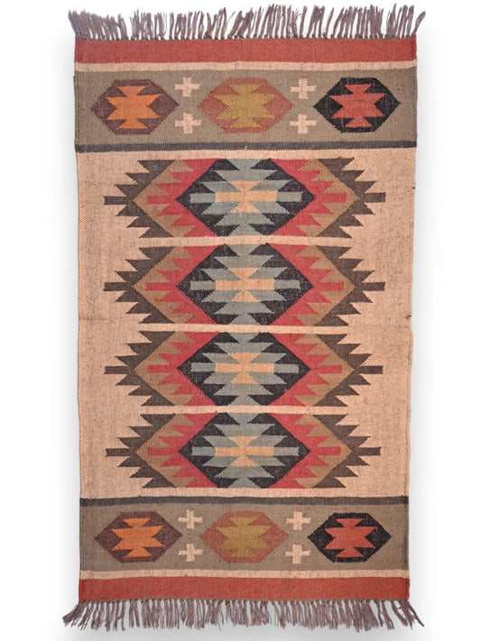 alfombras kililm pasillo 90x150 multicolor necha a mano en fibras naturales
