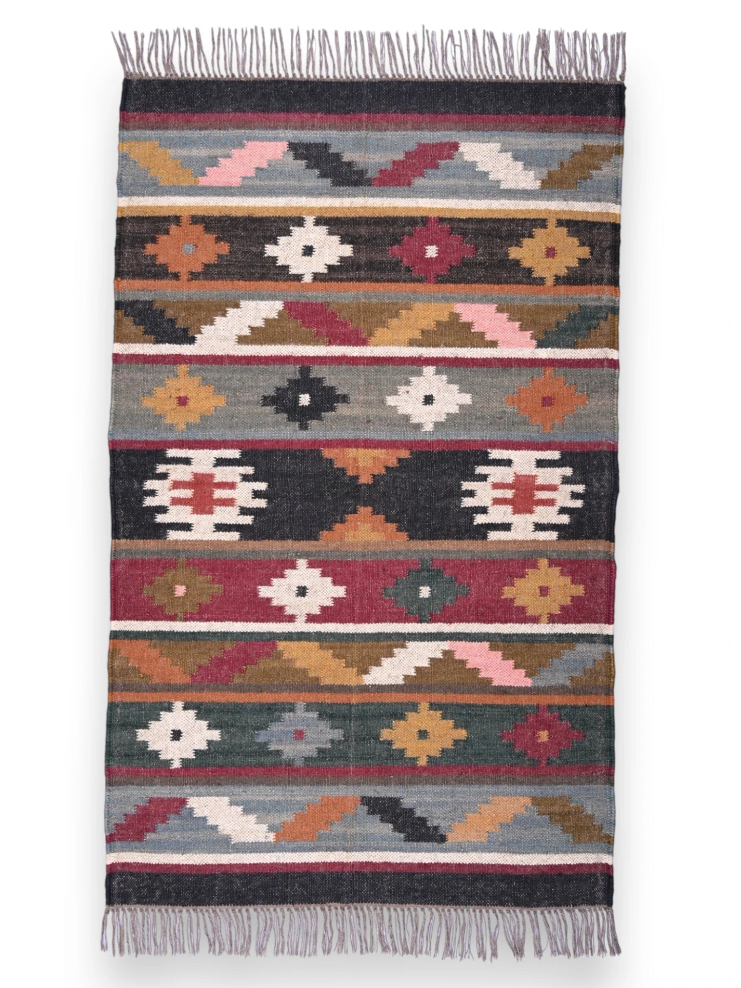 alfombras kililm pasillo 90x50 multicolor necha a mano en fibras naturales

