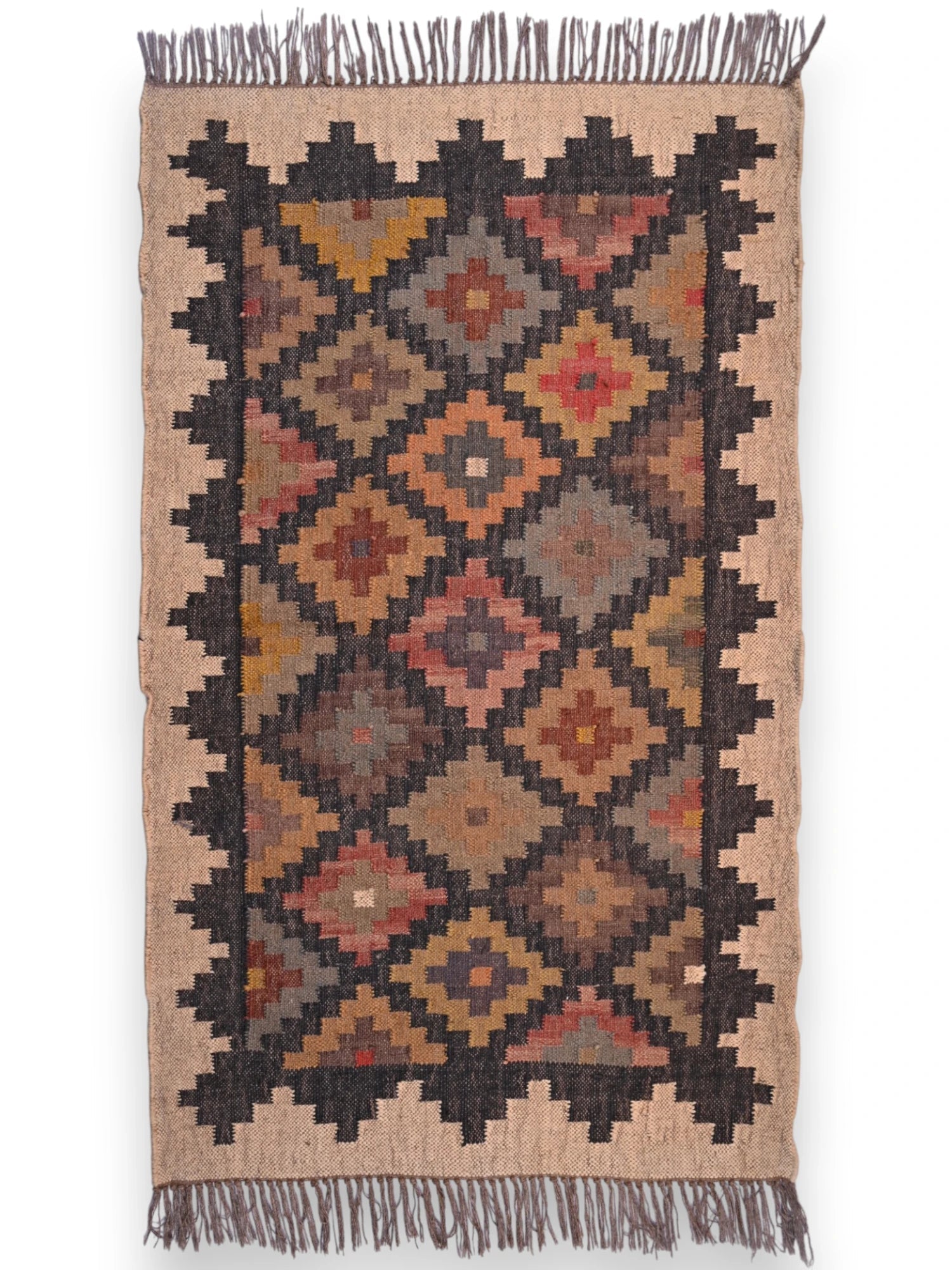 alfombras kililm pasillo 90x150 multicolor necha a mano en fibras naturales