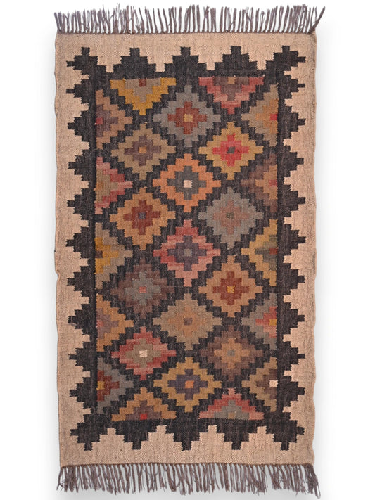 alfombras kililm pasillo 90x150 multicolor necha a mano en fibras naturales