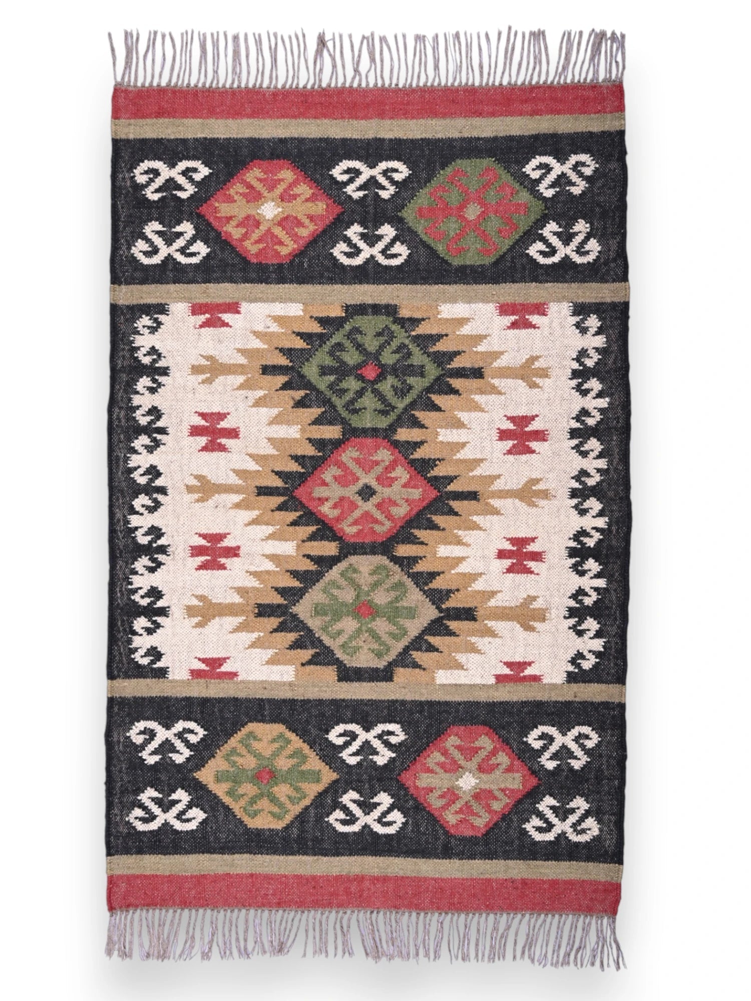 alfombras kililm pasillo 90x50 multicolor necha a mano en fibras naturales

