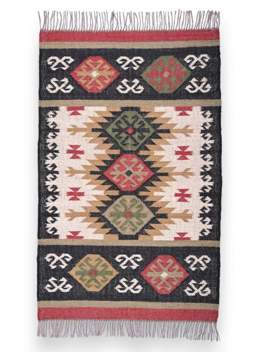 alfombras kililm pasillo 90x50 multicolor necha a mano en fibras naturales
